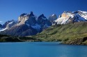 Torres del Paine Massiv von der Weber-Brücke gesehen