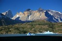 Chile, Torres del Paine Massiv mit Lago Grey