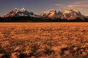 Chile, Torres del Paine Massiv im Abendlicht